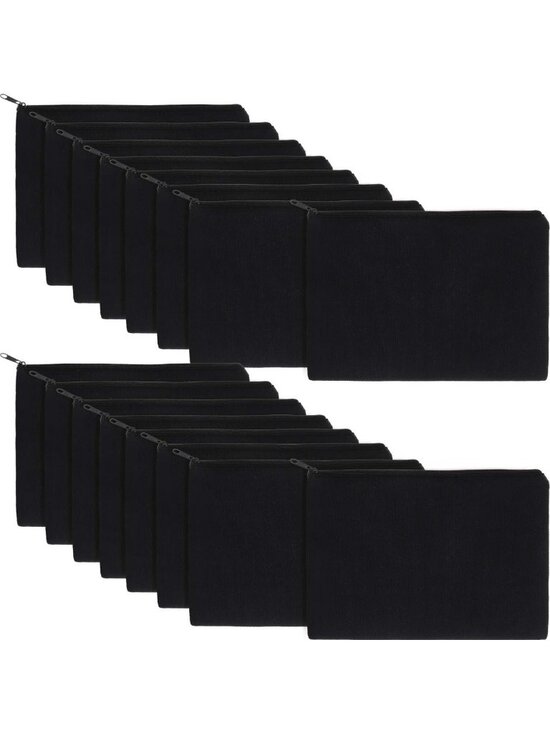 Other - 16 Pcs Black Canvas Zipper Pouch Set - Large Pencil Bags for School & Crafting